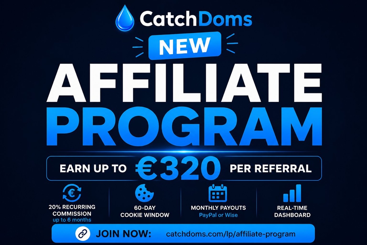 The CatchDoms affiliate program: 20% commission on every referral